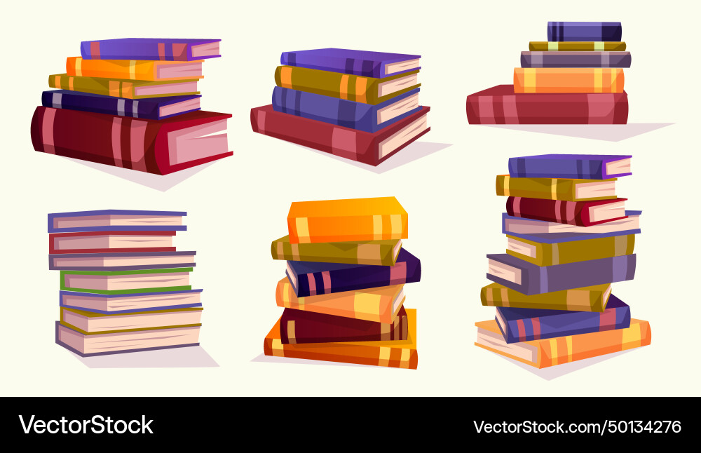 Set of stack library books front side view Vector Image