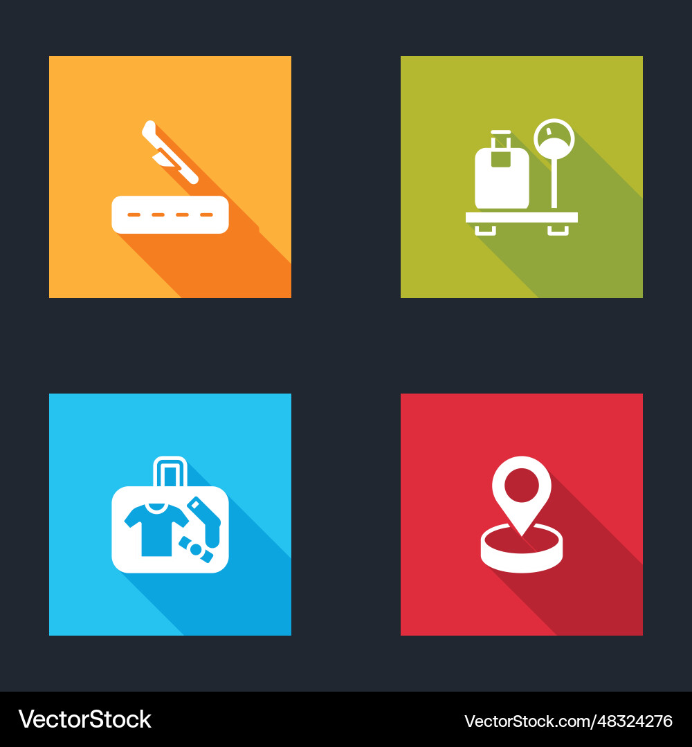 Set plane landing scale with suitcase Vector Image
