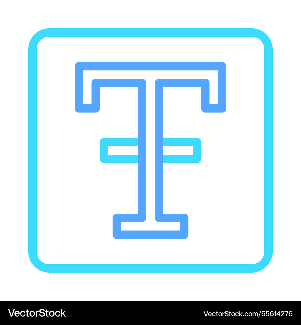 Text icon in blue box - type tool symbol image Text icon in blue box - type tool symbol image vector image