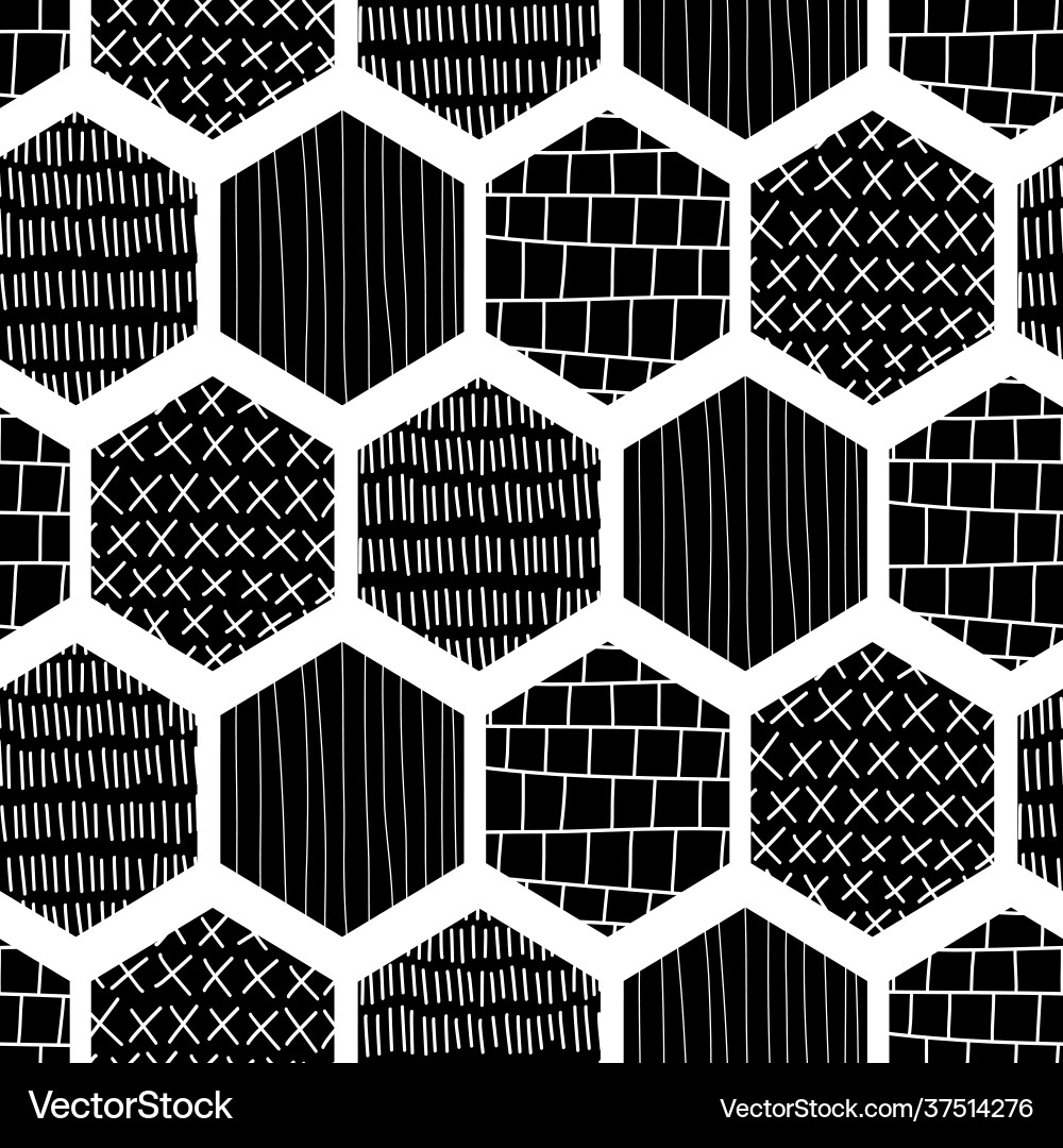 Textured hexagon abstract seamless pattern Vector Image
