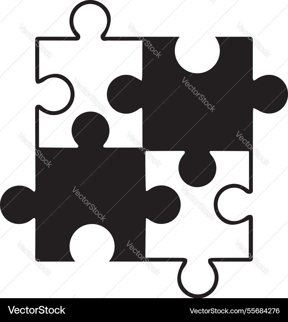 Two puzzle pieces joined representing unity Two puzzle pieces joined representing unity Vector Image
