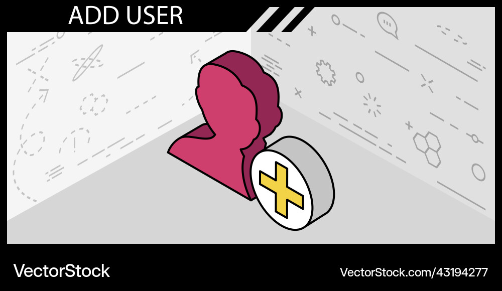 Add user isometric design icon web 3d colorful Add user isometric design icon web 3d colorful vector image