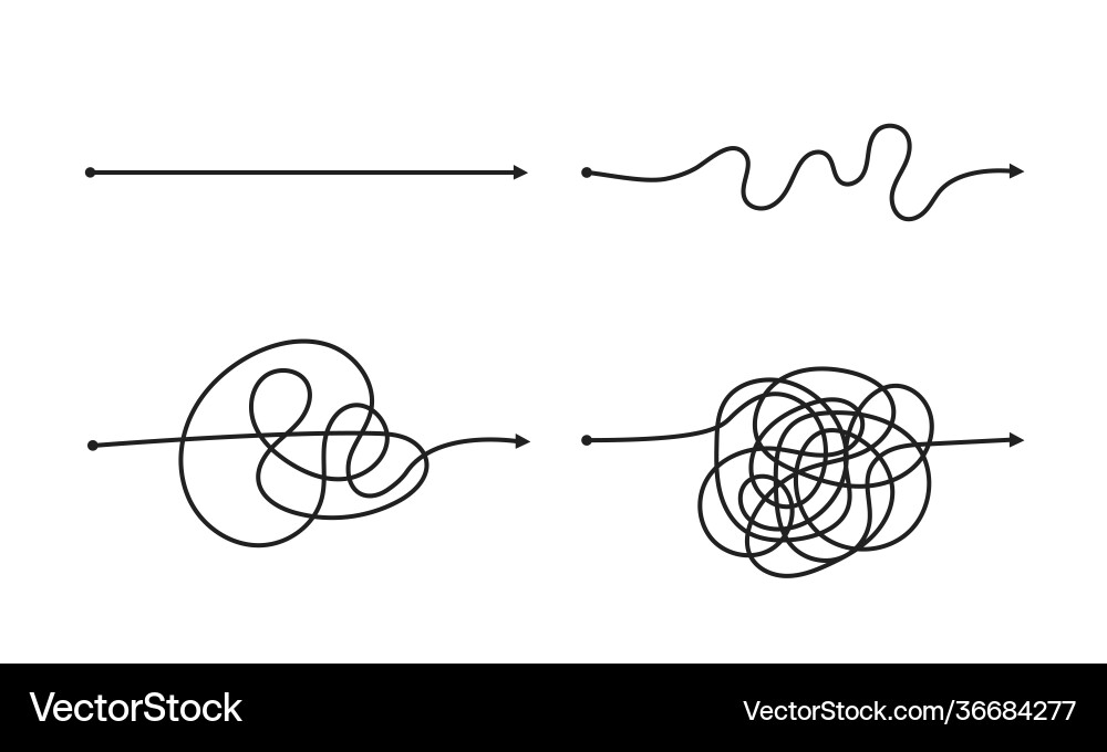 Complex and easy simple way from start to end Complex and easy simple way from start to end vector image