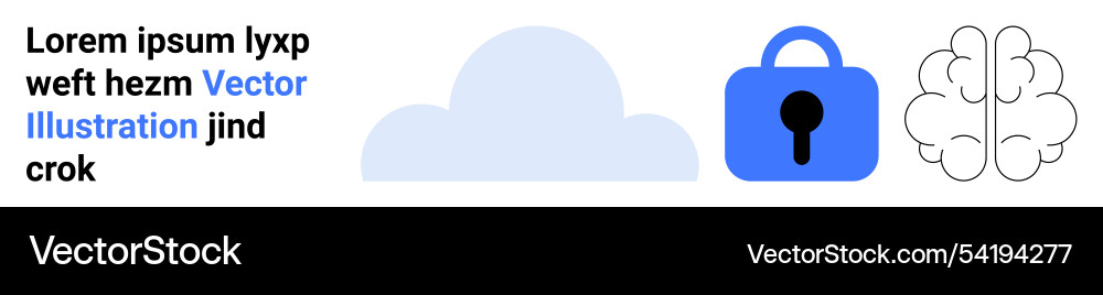 Cybersecurity concept with cloud lock and brain Vector Image