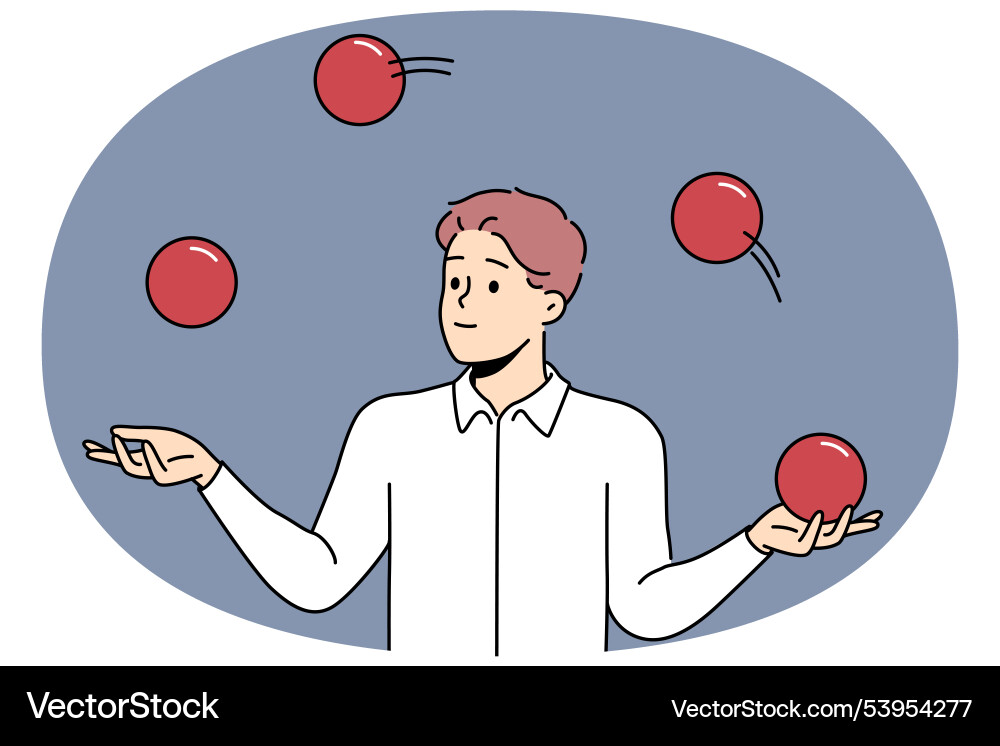 Geschäftsmann juggles Kugeln zu demonstrieren Geschäftsmann juggles Kugeln zu demonstrieren vektorbild