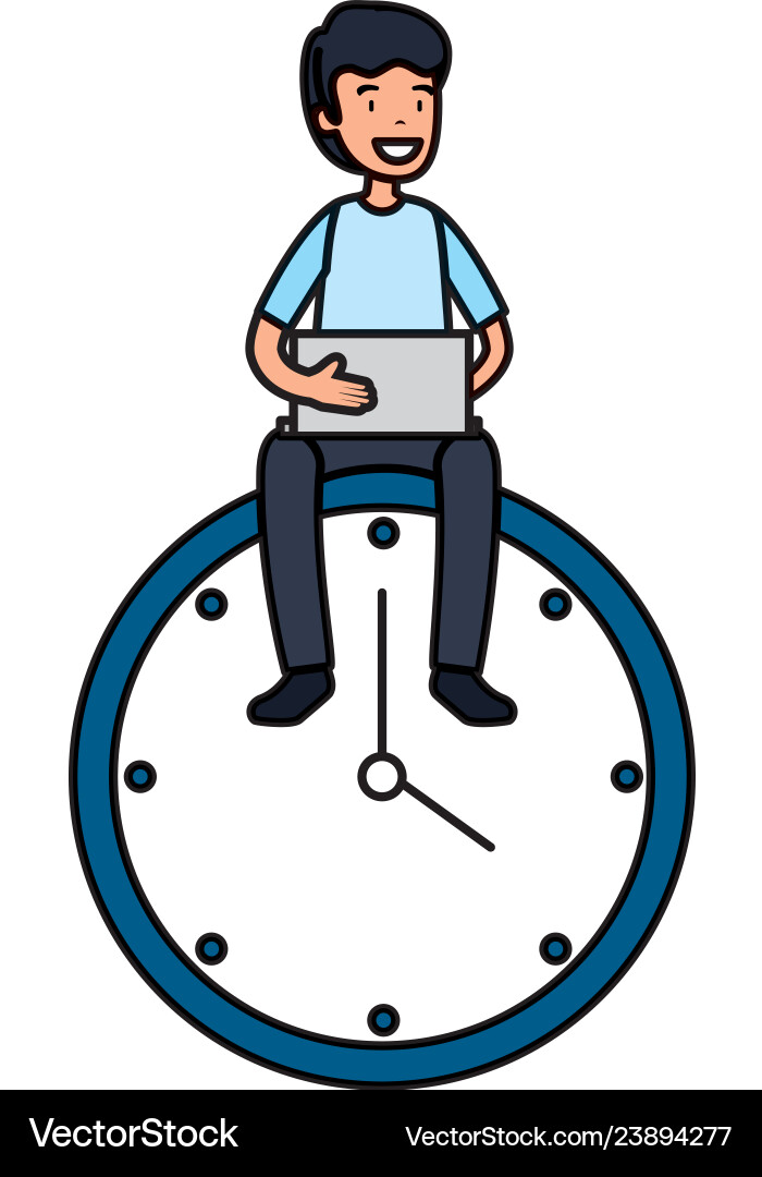Man with time clock Man with time clock vector image