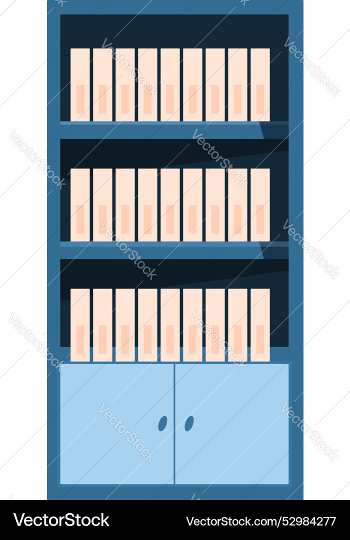 Office bookshelf filled with ring binders storing Office bookshelf filled with ring binders storing Vector Image