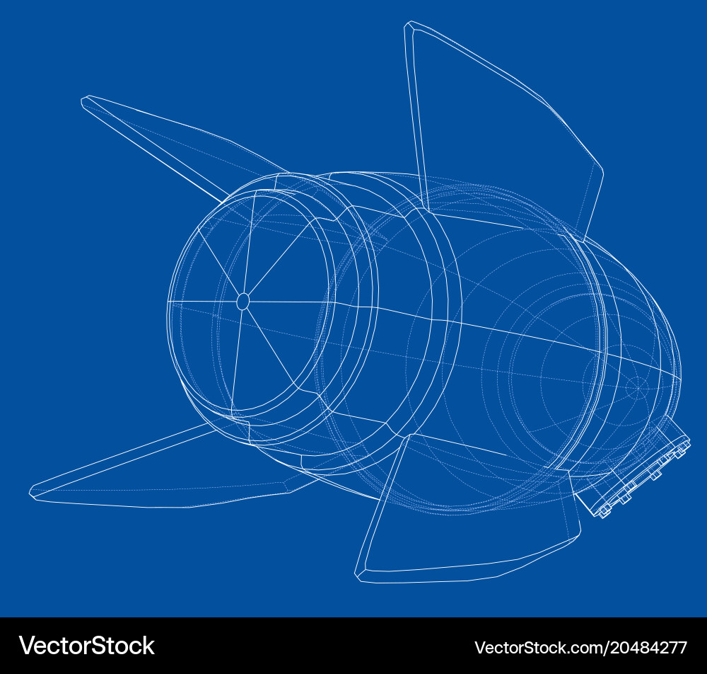 Rocket sketch rendering of 3d vector image