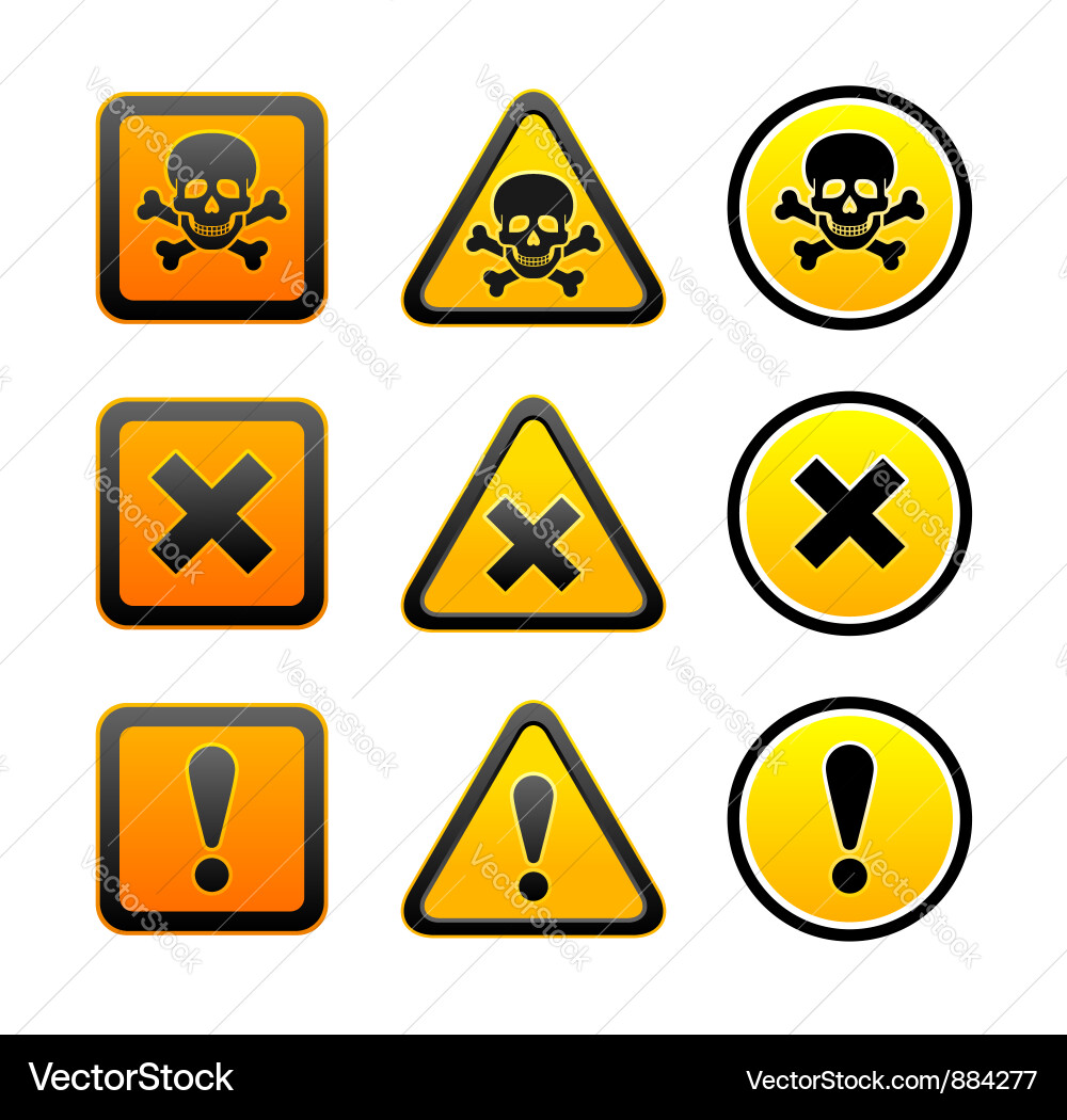 Skull Hazard Warning Symbols Vector Image