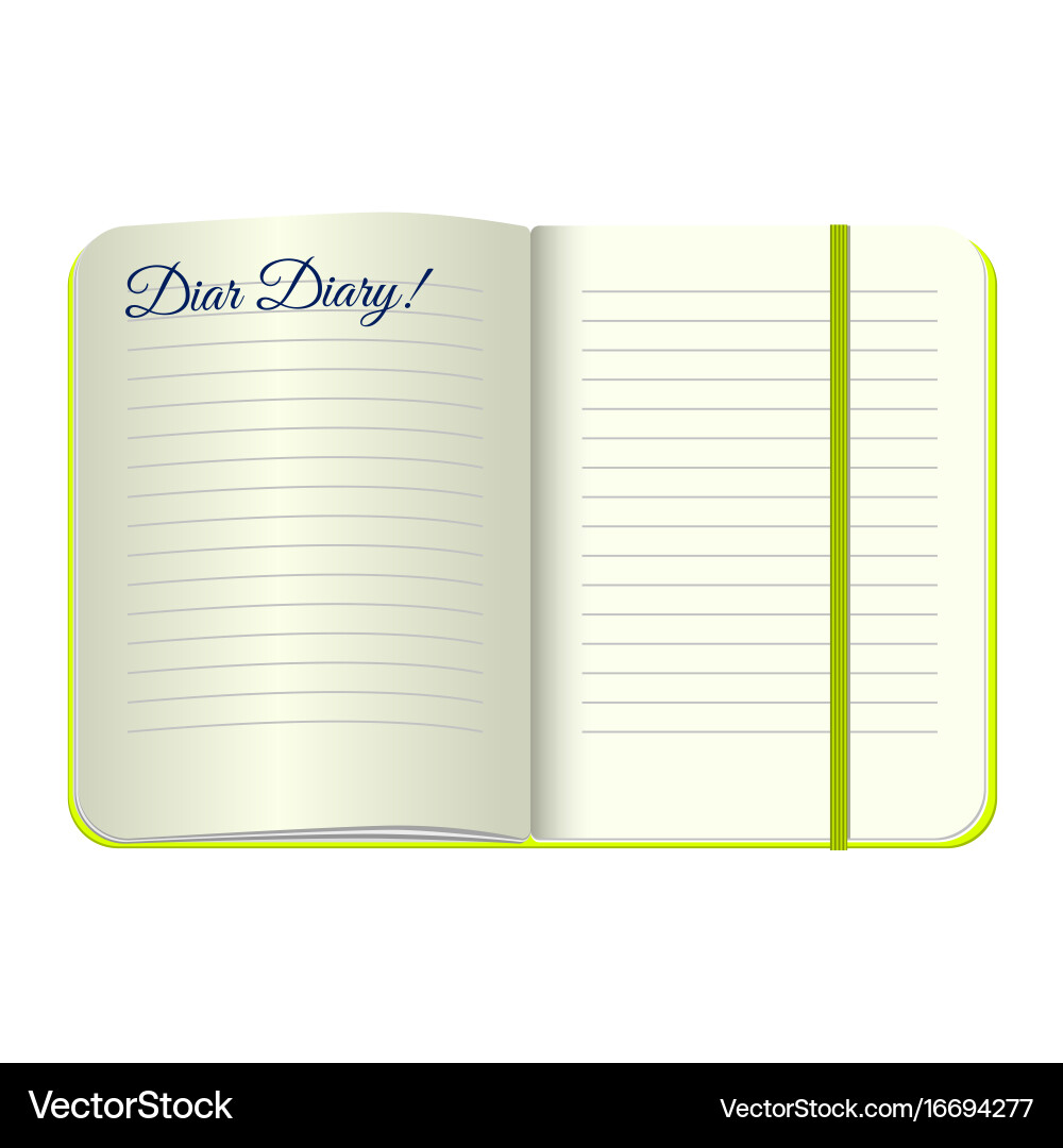 Template open a blank notepad with the words dear vector image