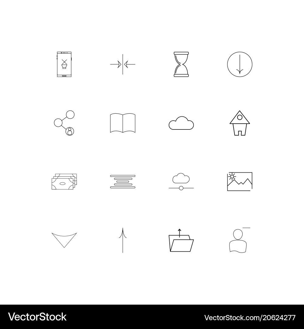 Web and text simple linear icons set outlined Vector Image