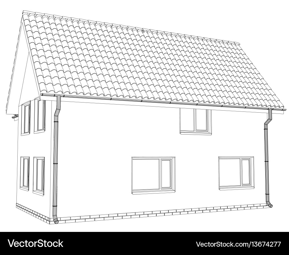 Wire-frame building on the white background Vector Image