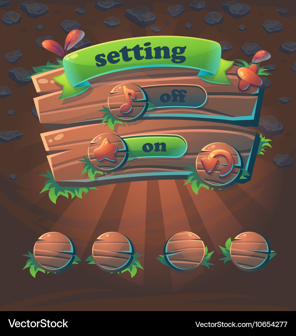 Wooden Window User Interface Setting vector image