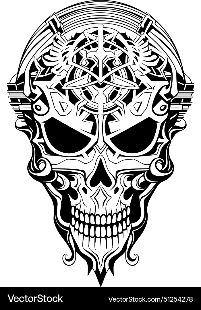 A skull with pattern on it ornamental Vector Image