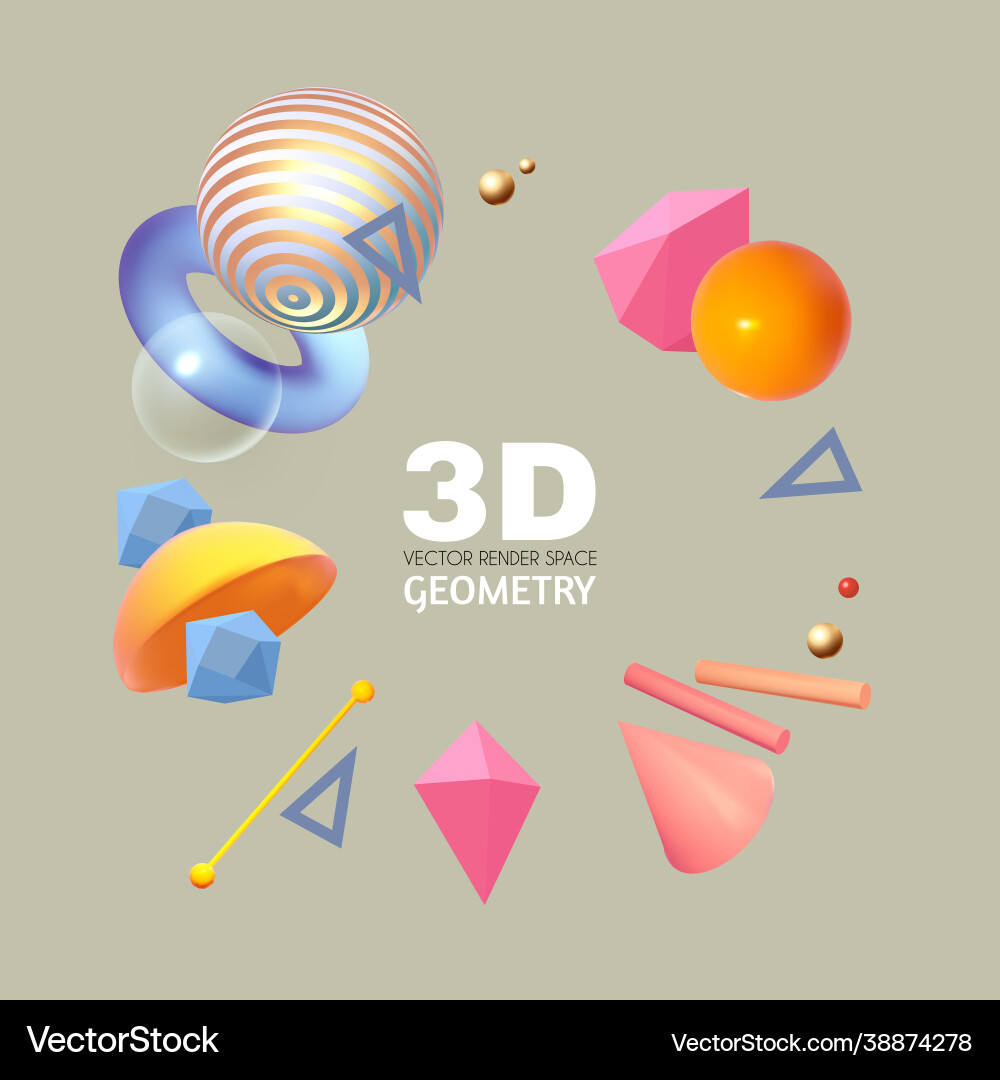 Abstract 3d geometric render background realistic vector image