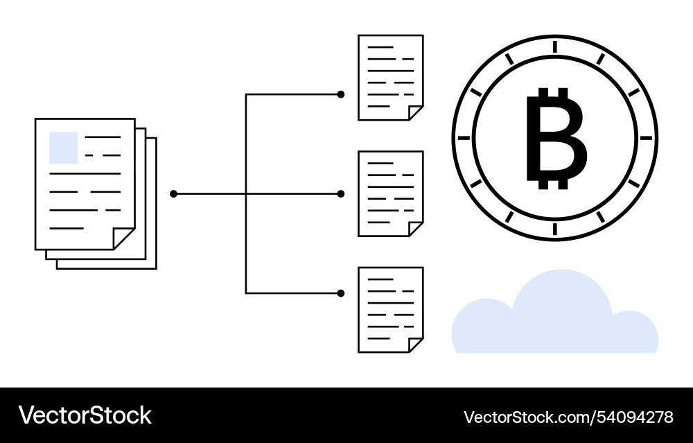 Blockchain process with distributed documents Vector Image