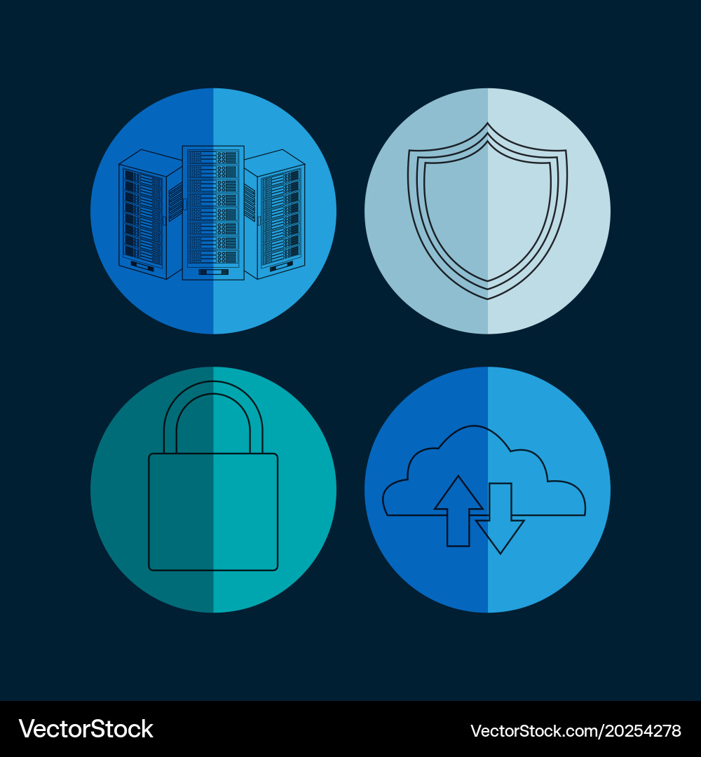 Collection of database round icons Vector Image