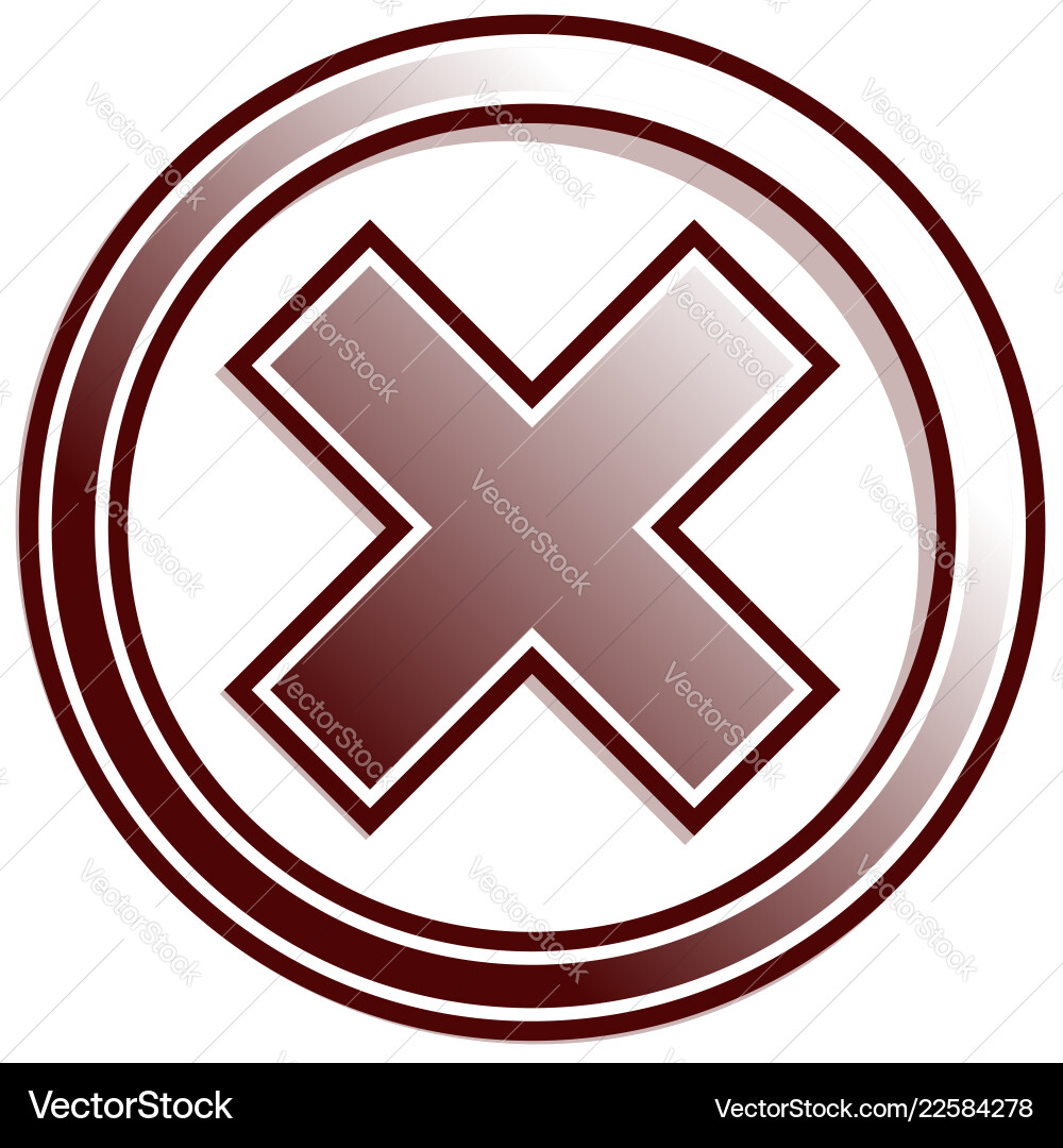 Cross x symbol iconfailure error rejection vector image