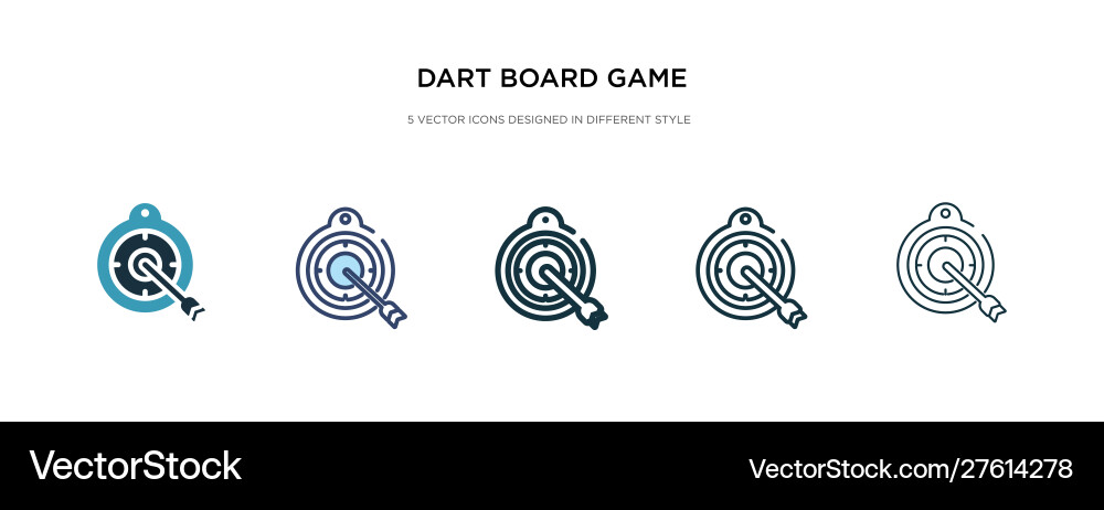 Dart board game icon in different style two Vector Image