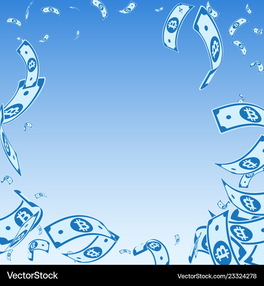 Falling Bitcoin Notes Vector Image