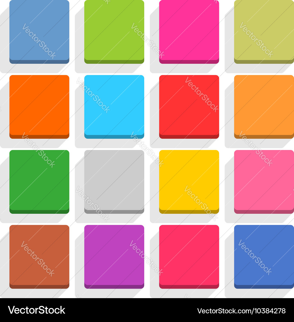 Flat blank web button square icon set with shadow Vector Image