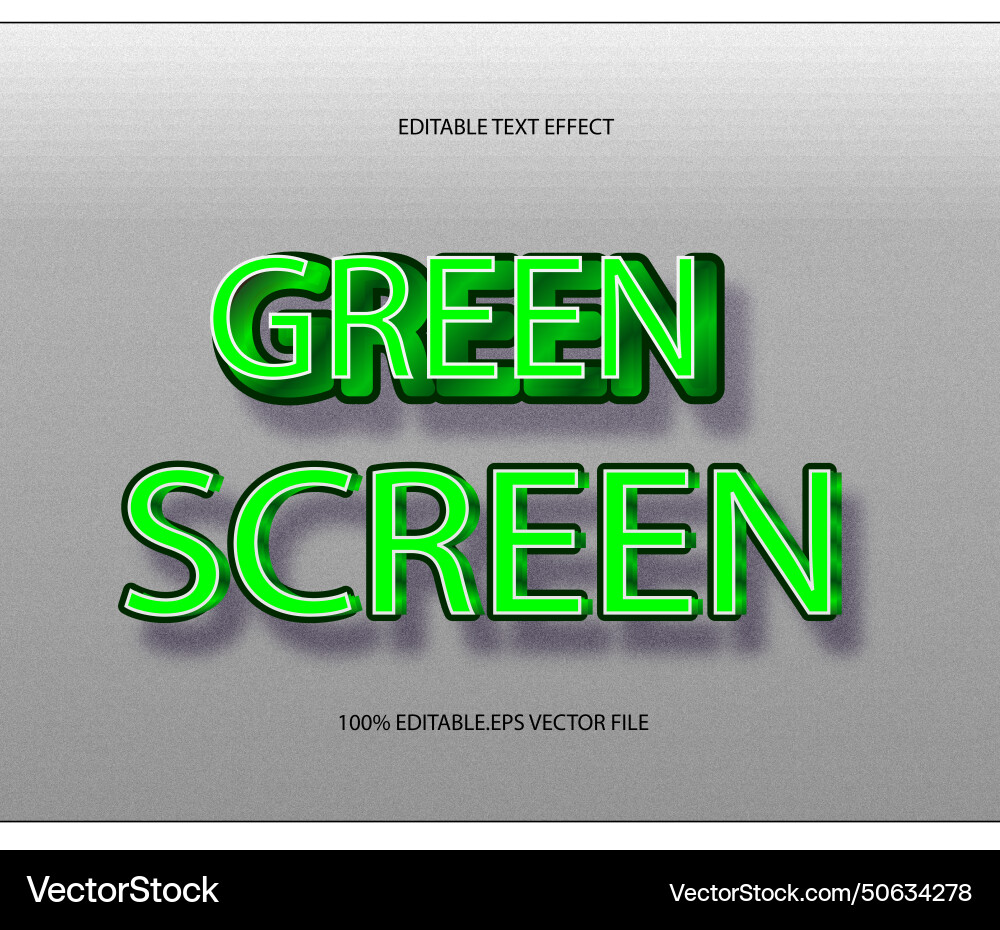 Green screen editable text effect emboss gradient Vector Image
