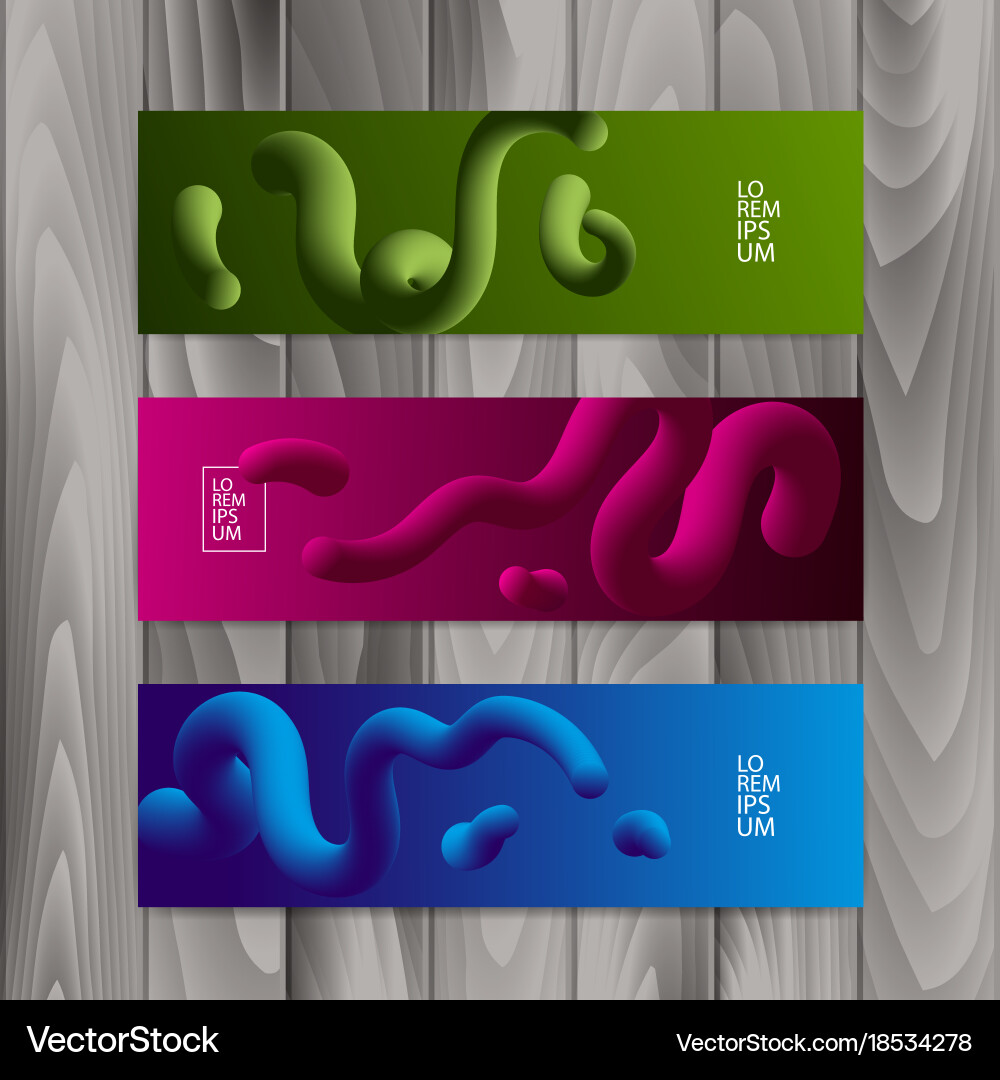 Horizontal banner set with abstract dynamic Vector Image