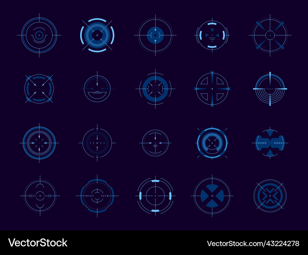 Hud circle aim target system futuristic game user Hud circle aim target system futuristic game user vector image