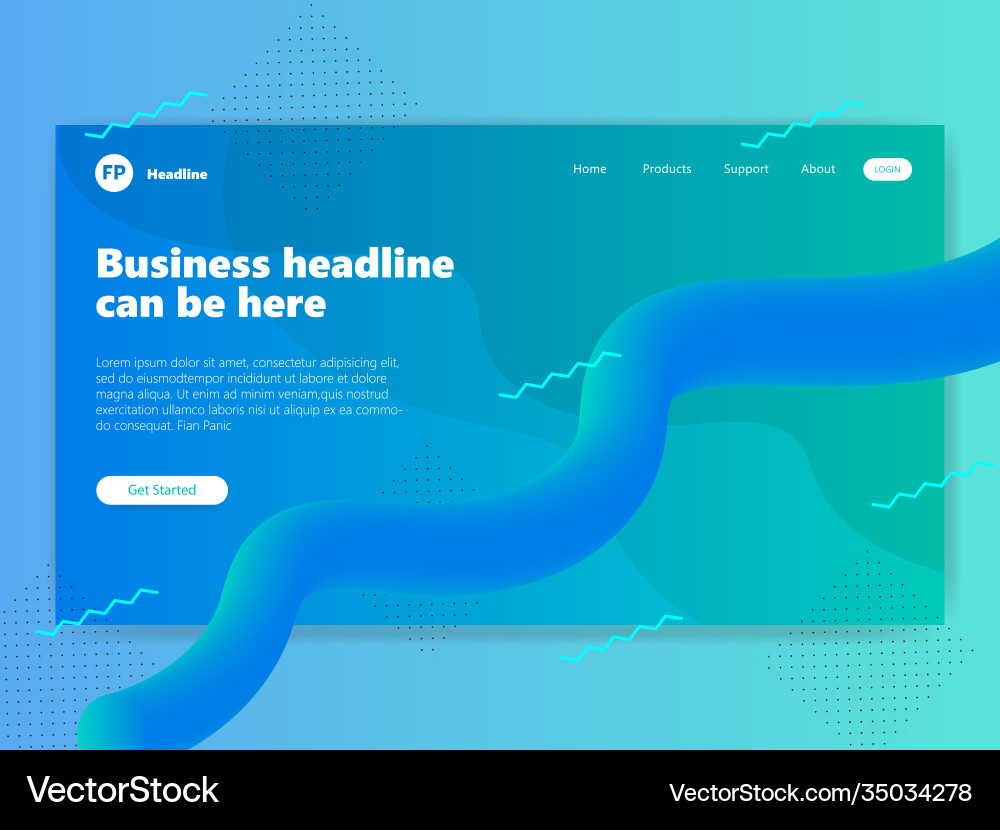 Landing page template with gradient modern webpage Landing page template with gradient modern webpage vector image