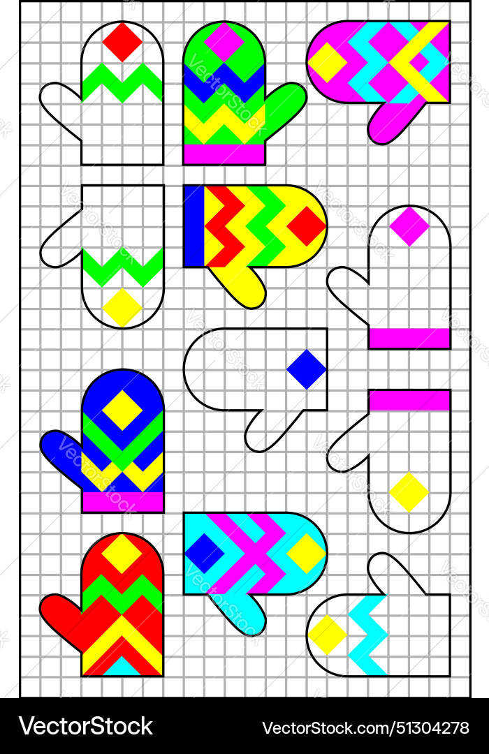 Logic puzzle on a square paper find the pair Vector Image