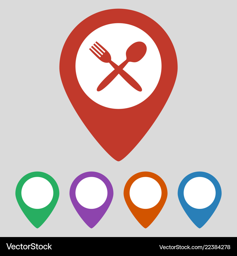 Map marker location with fork and spoon Map marker location with fork and spoon vector image