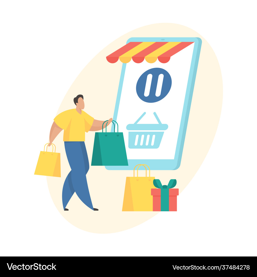 Mobile Shopping-Anwendungsauftrag auf der Halteebene Mobile Shopping-Anwendungsauftrag auf der Halteebene vektorbild