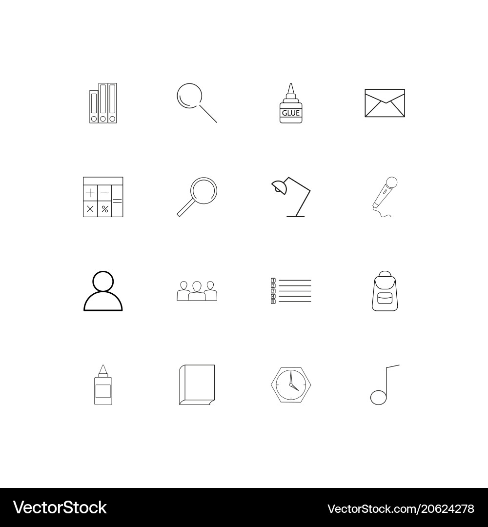 Office simple linear icons set outlined vector image