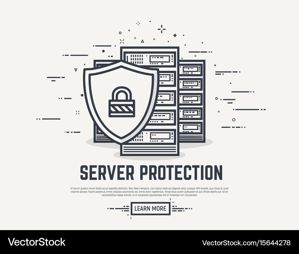 Server Security Line Icons Vector Image