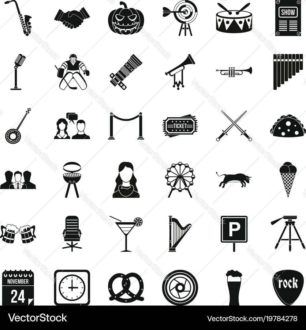 Session icons set simple style Vector Image