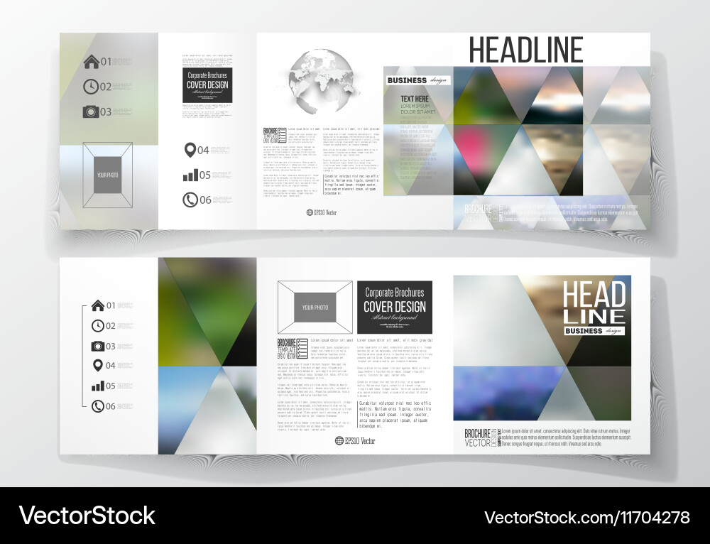 Set of tri-fold brochures square design templates vector image
