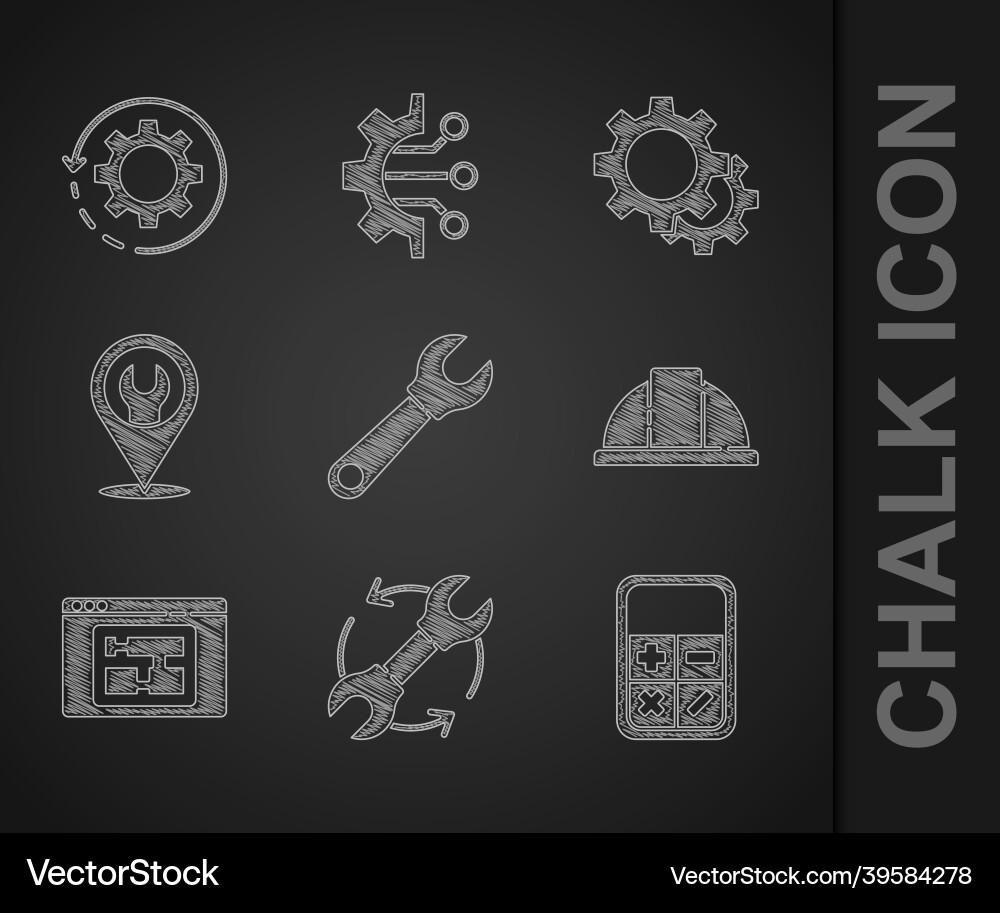 Set wrench spanner and arrows as workflow Set wrench spanner and arrows as workflow vector image