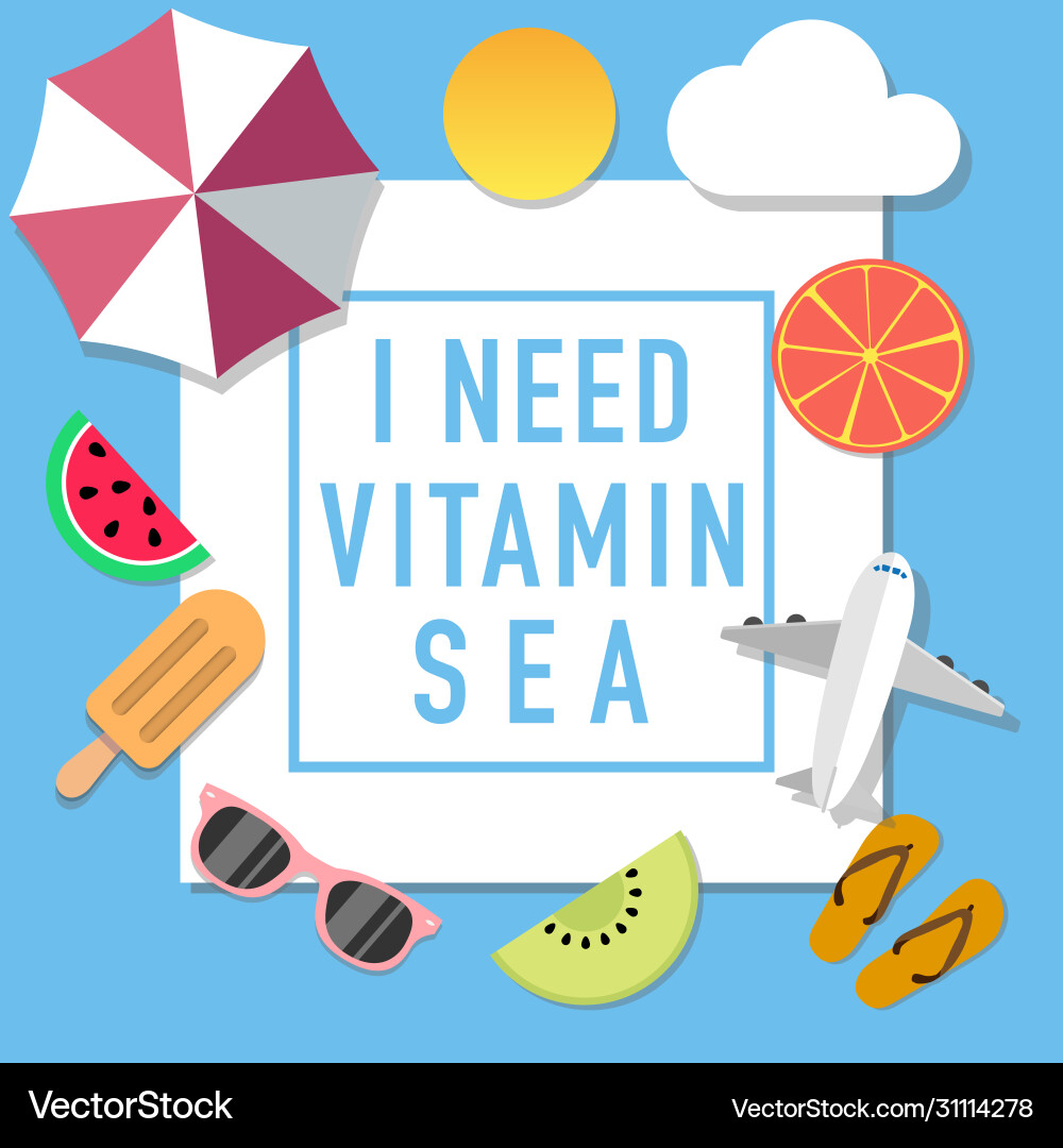 Summer mood style advertisement with many objects Summer mood style advertisement with many objects Vector Image
