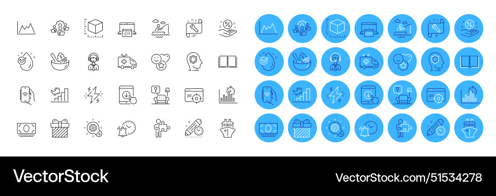 Surprise package size and report timer line icons Surprise package size and report timer line icons Vector Image