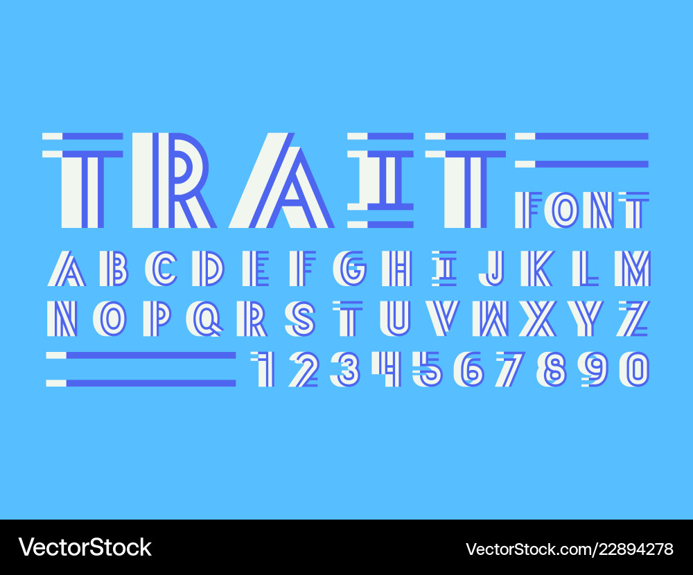 Trait shadow font alphabet vector image