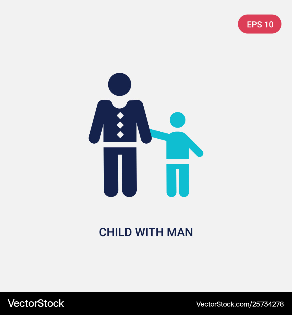 Two color child with man icon from behavior vector image