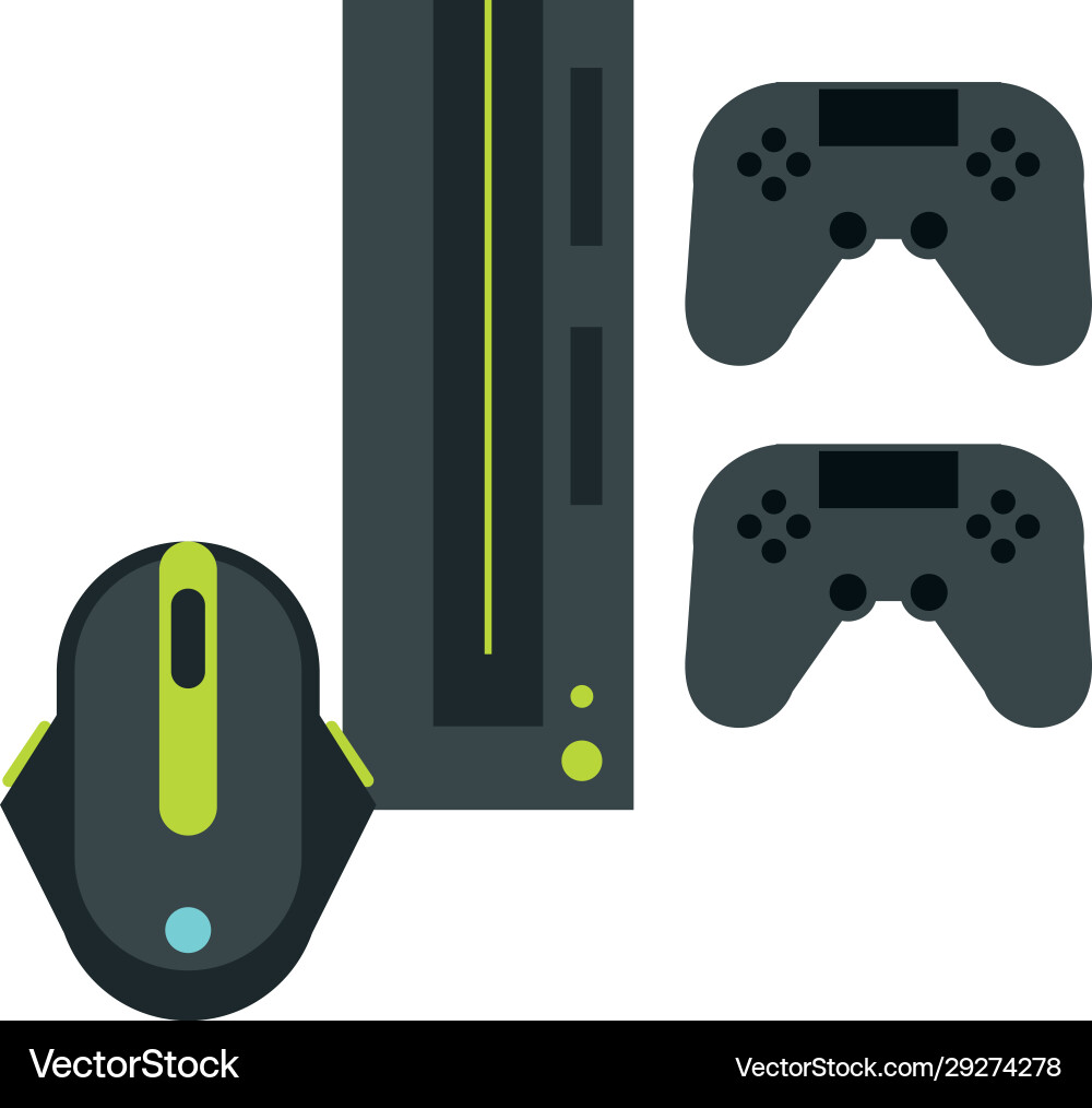 Video game console with controls vector image