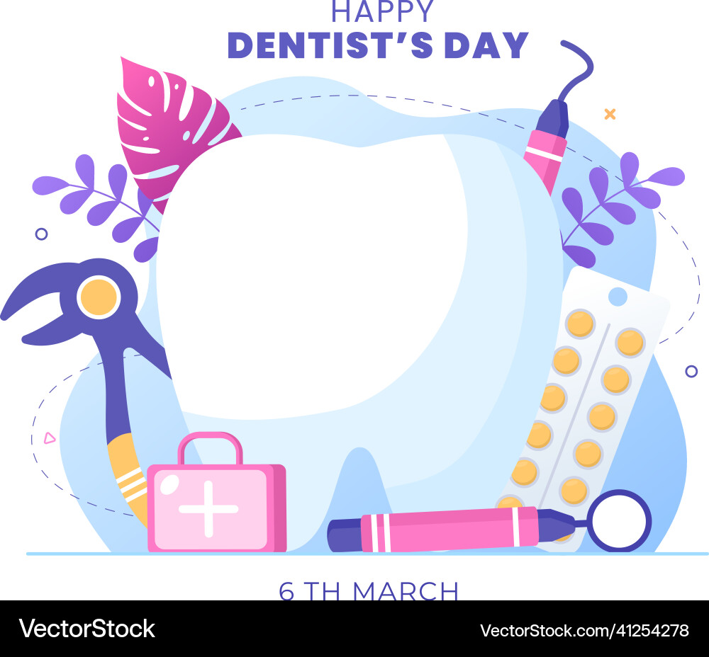 World dentist day with tooth and dentistry World dentist day with tooth and dentistry vector image