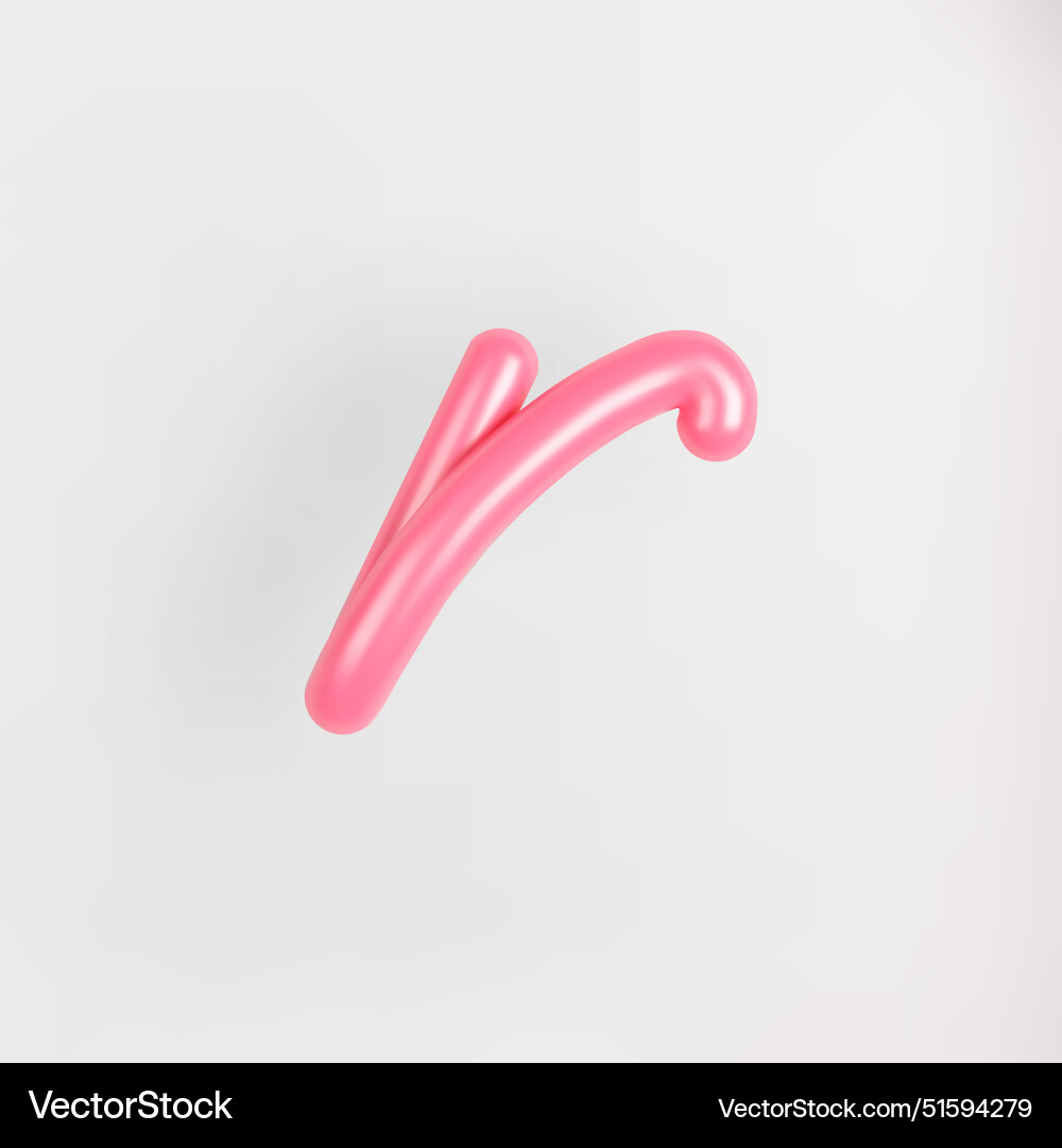 3d pink script lowercase letter r on light Vector Image