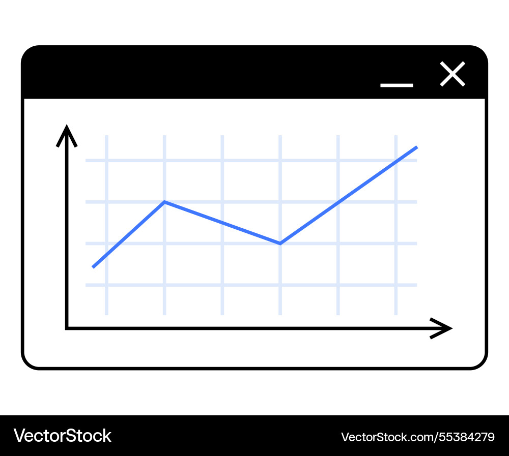 Browser window with line graph representing Browser window with line graph representing vector image