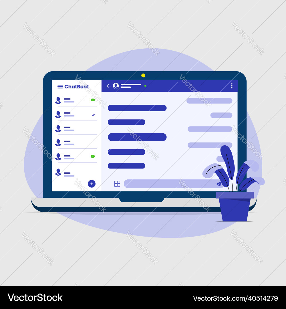 Chatting user interface concept design with laptop vector image