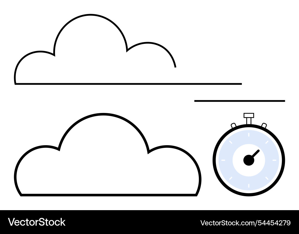 Cloud loading process with stopwatch indicating Cloud loading process with stopwatch indicating vector image