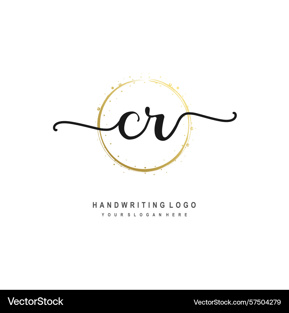 Cr initial handwriting logo with circular wave Vector Image