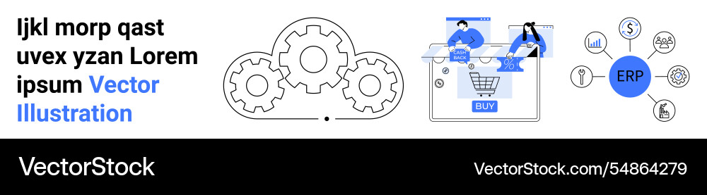 Digital marketing and erp integration with e Digital marketing and erp integration with e vector image