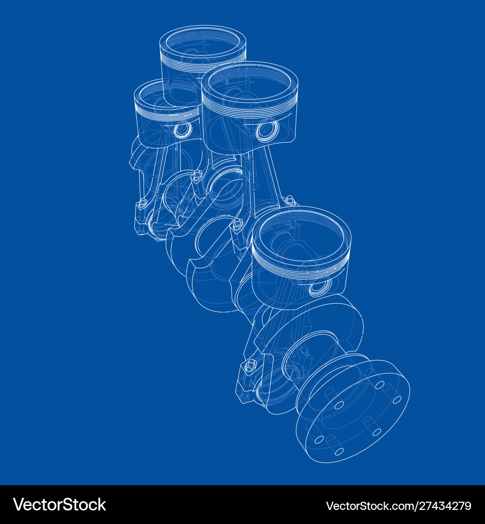 Engine Piston Outline 3D Rendering vector image